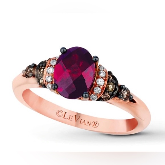 Levian 14K Strawberry Gold Raspberry Rhodolite Garnet Ring - Picture 3 of 9